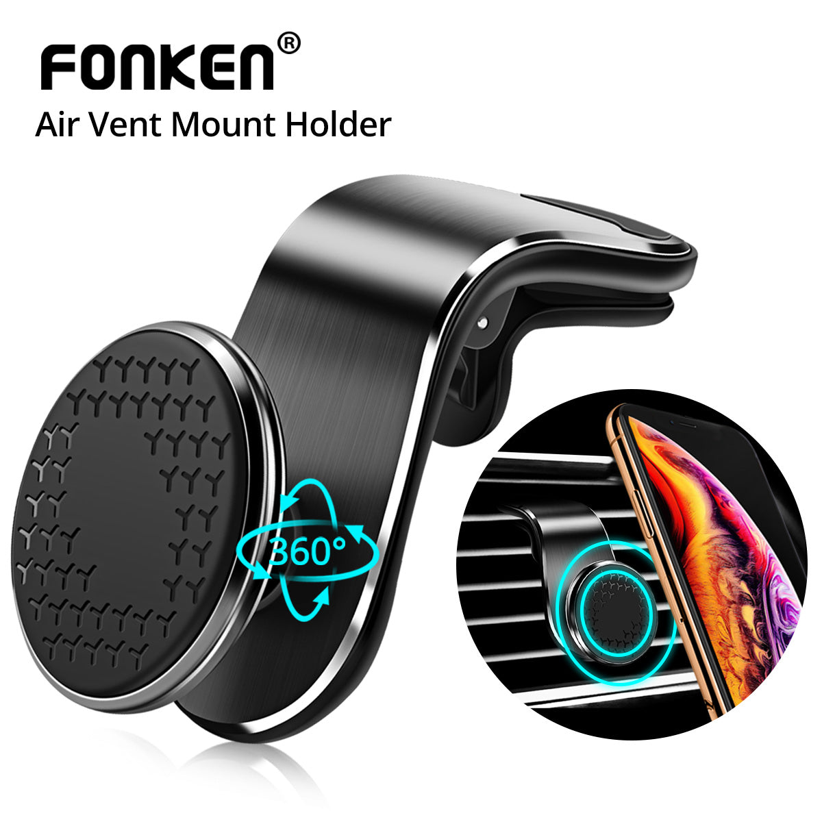 Magnetic air vent car phone holder, view 5