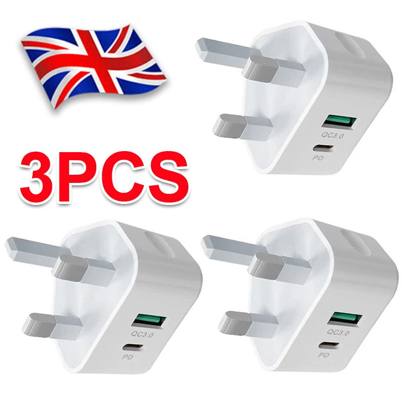 UK USB-C fast charger plug 3-pack with cables, view 10
