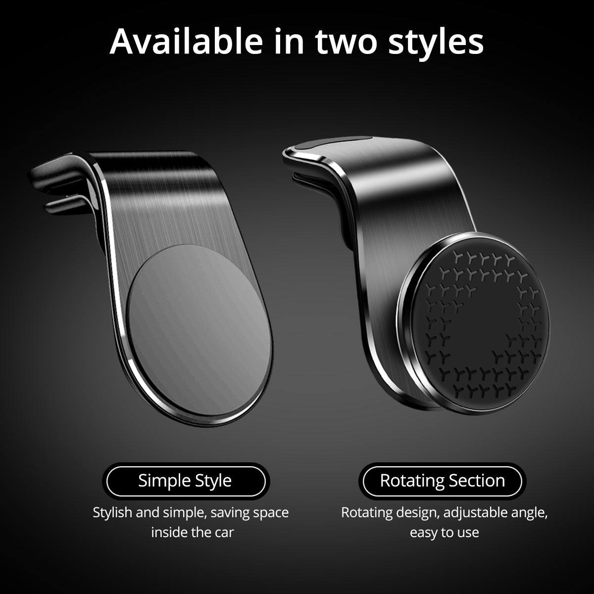 Magnetic air vent car phone holder, view 2