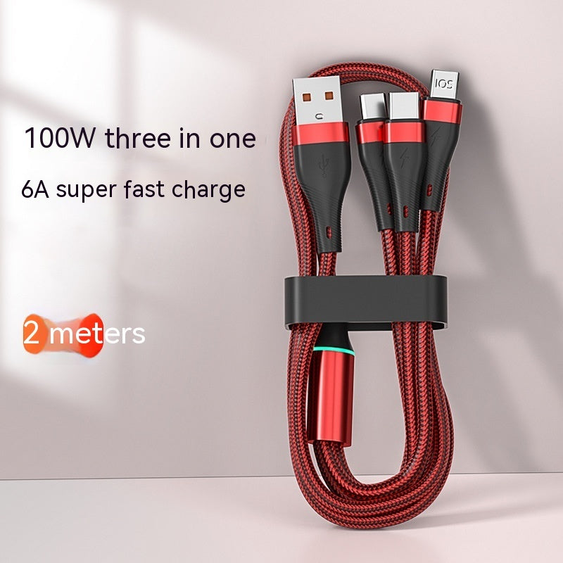 3-in-1 braided charging cable, USB-C, Lightning and Micro-USB, view 5