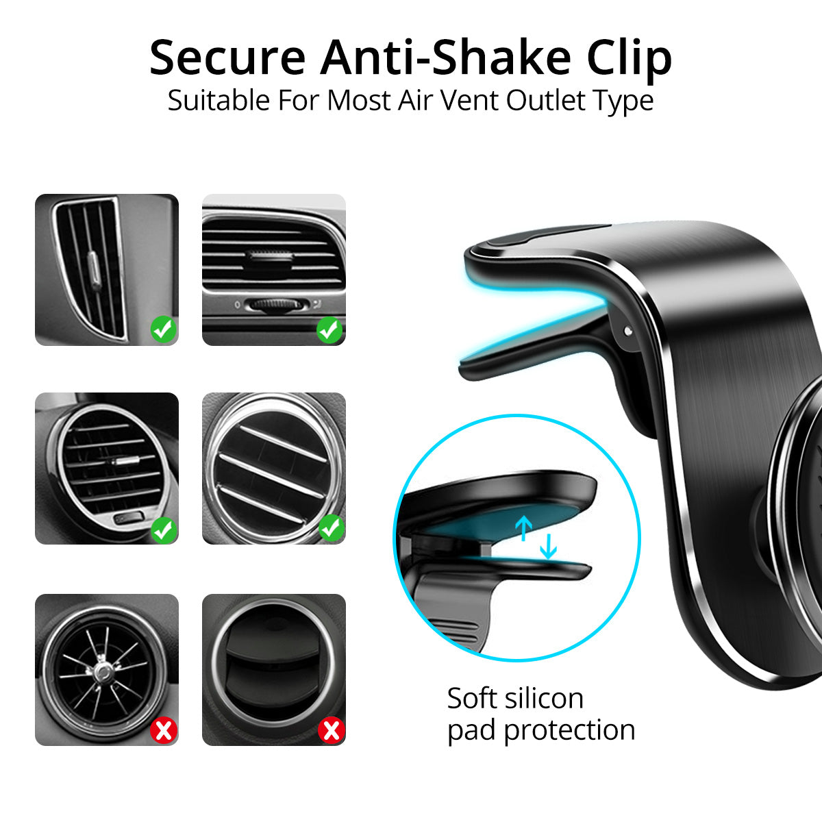 Magnetic air vent car phone holder, view 8