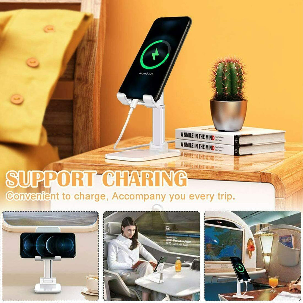 Foldable desk phone and tablet stand, view 3
