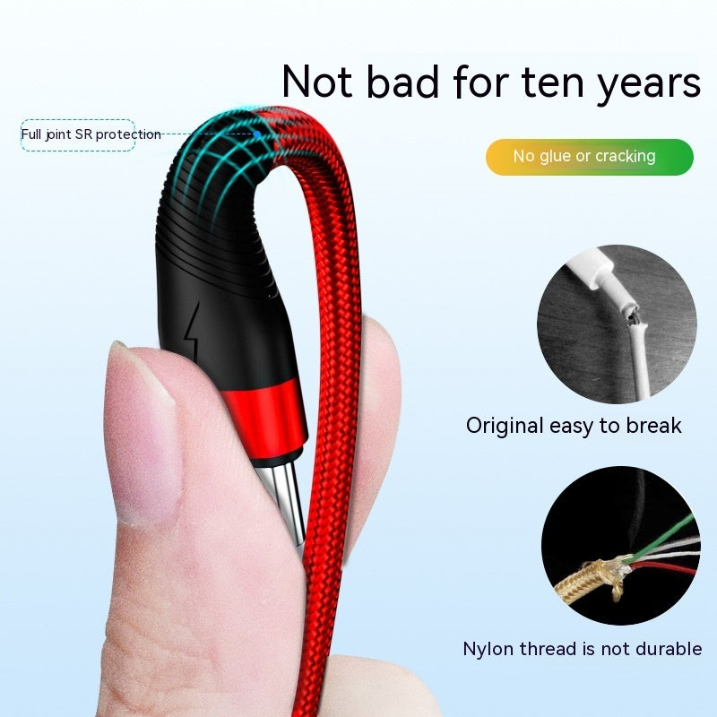 3-in-1 braided charging cable, USB-C, Lightning and Micro-USB, view 2