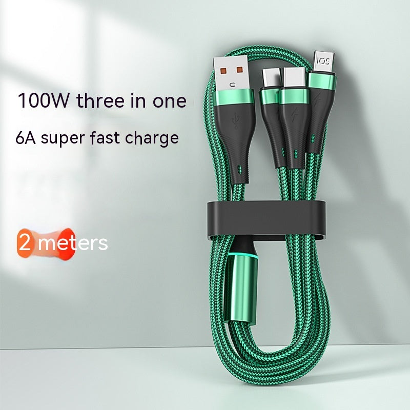 3-in-1 braided charging cable, USB-C, Lightning and Micro-USB, view 4