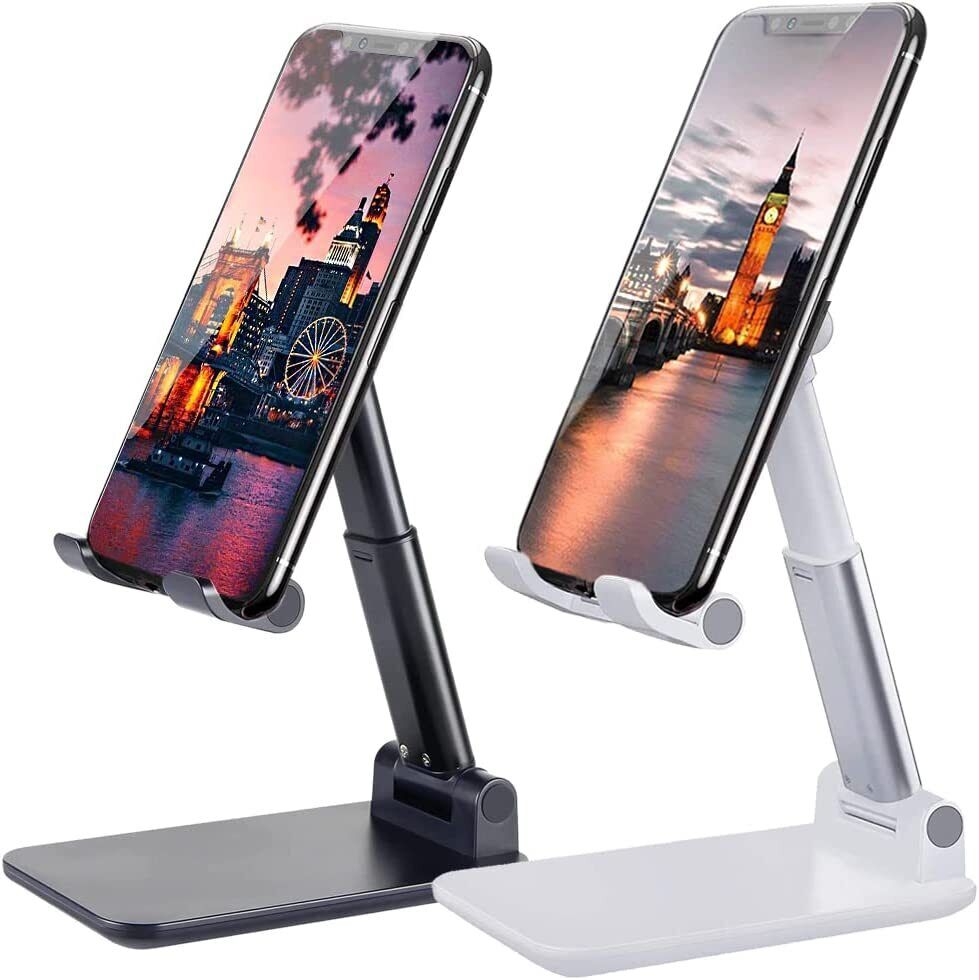 Foldable desk phone and tablet stand
