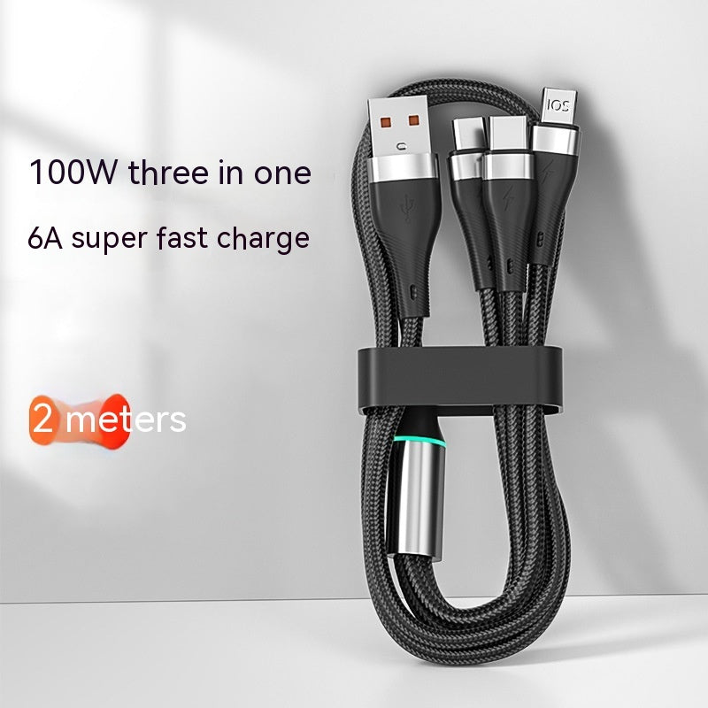 3-in-1 braided charging cable, USB-C, Lightning and Micro-USB, view 6