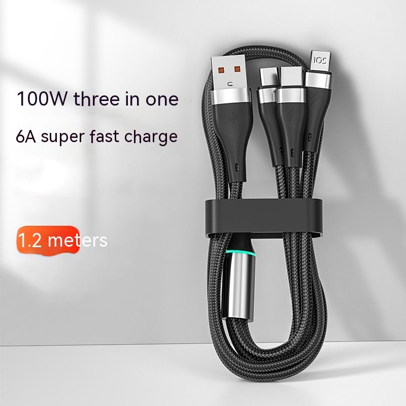 3-in-1 braided charging cable, USB-C, Lightning and Micro-USB, view 7