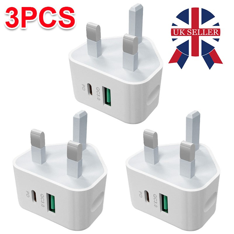 UK USB-C fast charger plug 3-pack with cables, view 9