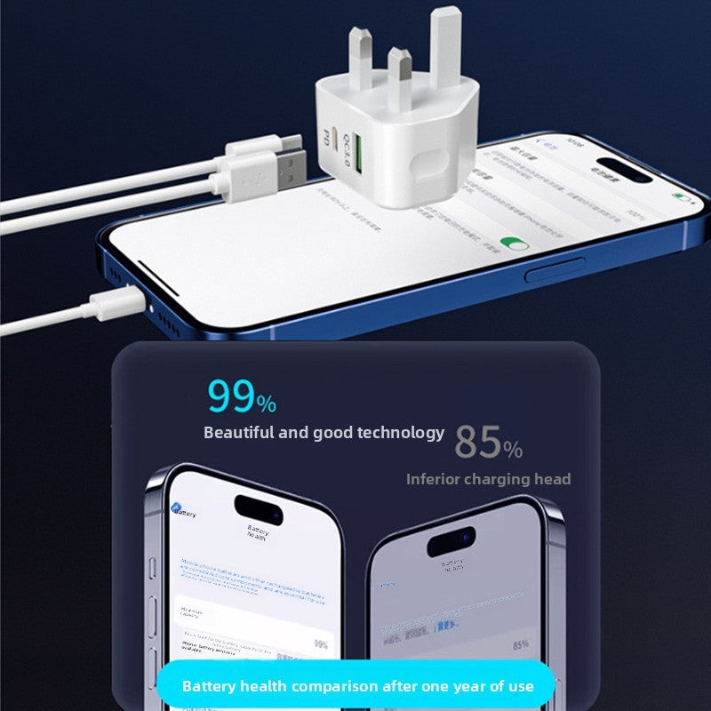 UK USB-C fast charger plug 3-pack with cables, view 2